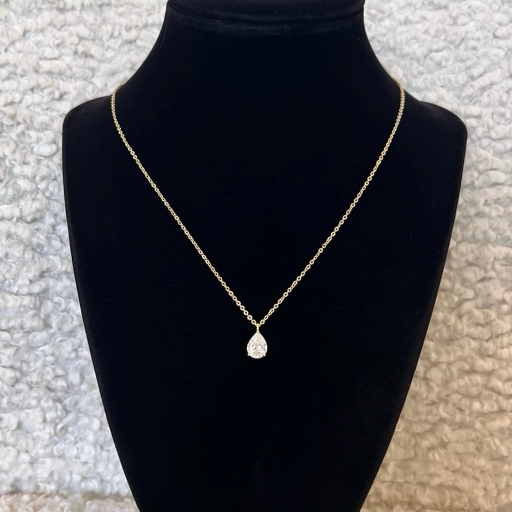 Cubic Zirconia 925s Gold Tear Drop Necklace